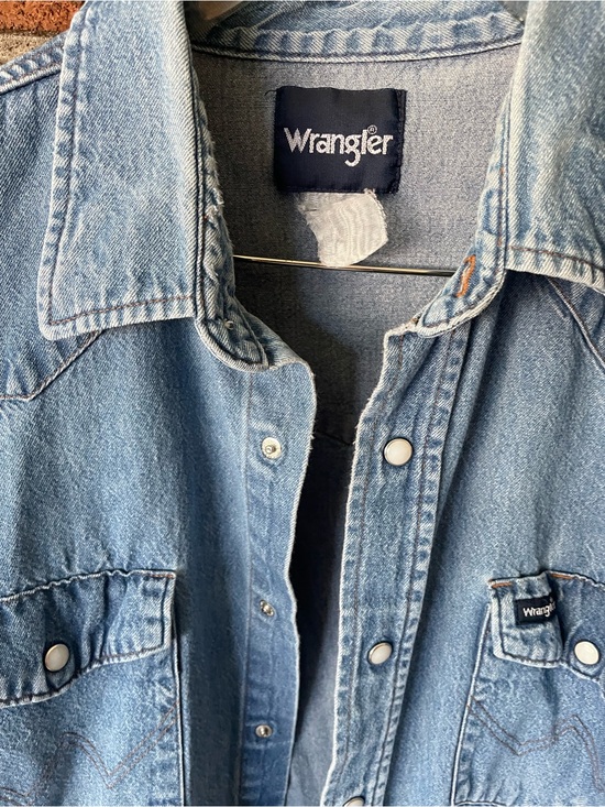 Wrangler Tops - Vintage Wrangler Denim Shirt Jacket with Snap Front